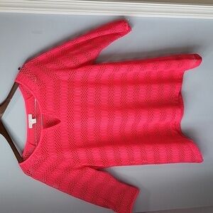 Dana Buchman open weave coral top